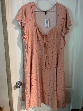 torrid Peach Floral Tie-Front Midi Dress